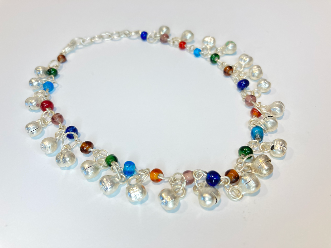 Silver Anklet with Bells (Multicolor)